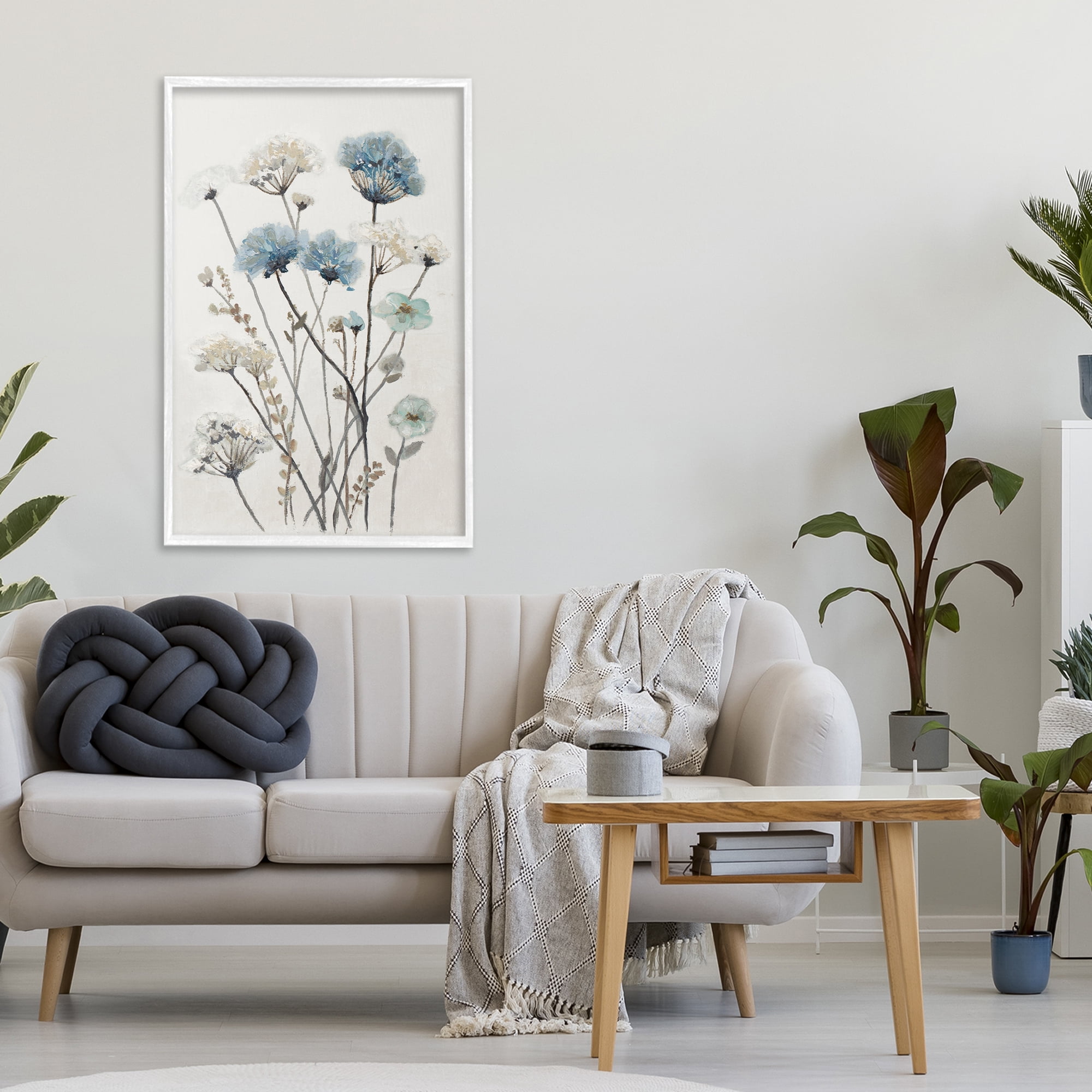 Stupell Industries Blue & Beige Garden White Framed Giclee Art, design by Patricia Pinto