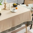 thumbnail image 2 of Fennco Styles Natural & Green Double Layer Cotton Tablecloth 60" W X 60" L - Two-Tone Square Table Cover for Everyday Use, Banquets, Family Gathering and Special Events, 2 of 5