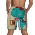 thumbnail image 3 of Kdxio Cool Dino Playing Skateboard Print Men'S Swim Trunks With Compression Liner 7 Inch Inseam Quick Dry Swim Shorts, 3 of 7