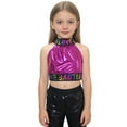 thumbnail image 2 of YMNXA Big Kids Girls Tank Top Sleeveless Turtleneck Letter Print Comfortable Fashion Crop Top For Party And Performance Hot Pink 8-9 Years, 2 of 4