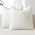 thumbnail image 1 of HAYAN Decorative Linen Check Throw Pillow Covers Neutral Farmhouse Vintage Pillow Covers Christmas 20x20 Inch Set of 2 Boho Modern Home Decor for Sofa Couch Bedroom Cushion Chair Cream White, 1 of 1