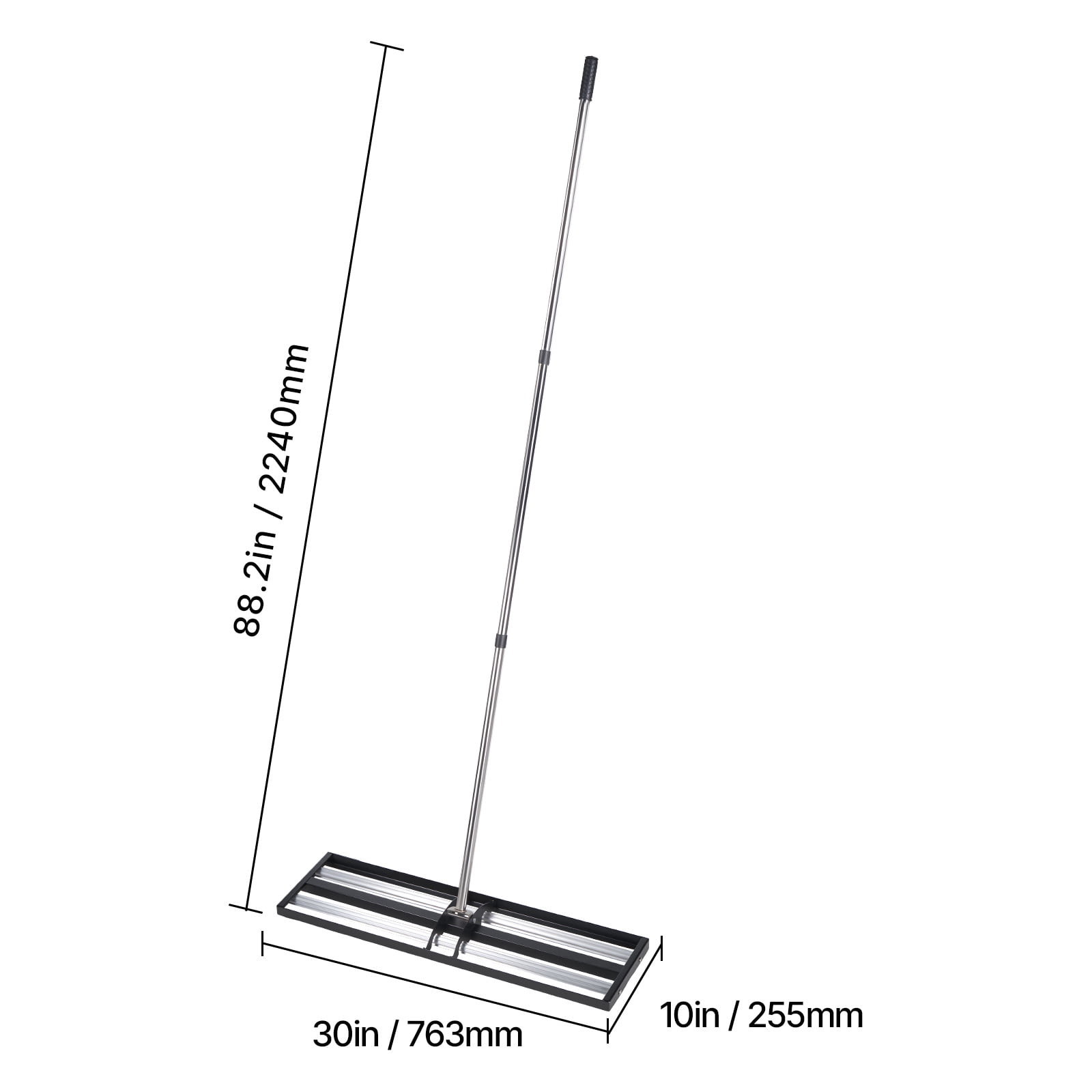 VEVOR Updated Lawn Leveling Rake with Roller, 30" x 10" Stainless Steel Lawn Leveler with 83.9" Adjustable Handle, Heavy Duty Yard Leveling Rake, Effort Saving Lawn Leveling Tool for Yard Golf Court