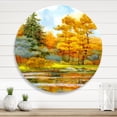 thumbnail image 2 of Designart 'Autumn Forest By The Lake Side I' Lake House Circle Metal Wall Art 11x11 - Disc of 11, 2 of 5