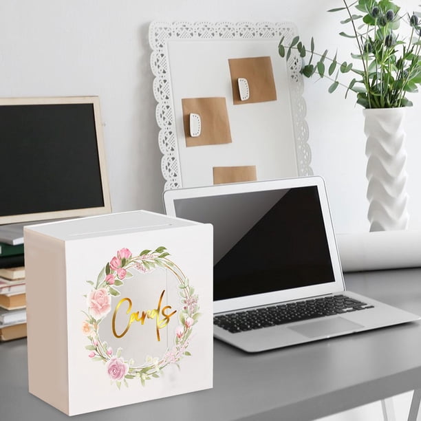 Caja de tarjetas de acrílico para boda con ranura, tarjetero con sobre, estampado Floral, accesorio versátil, caja de tarjetas de regalo para cumpleañ Estilo B