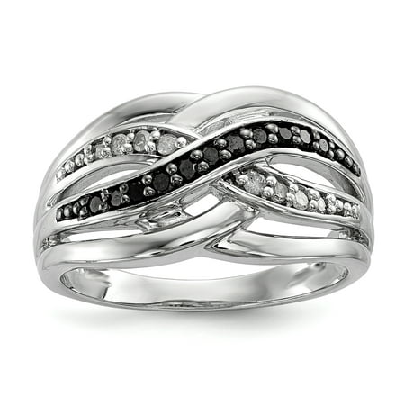 925 Sterling Silver Black White Diamond Ring - Walmart.ca