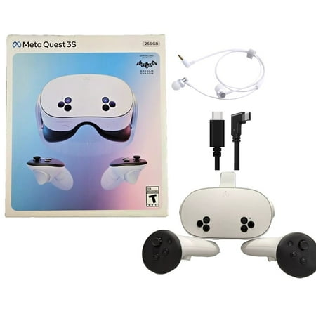 2024 New Meta Quest 3S All-In-One VR Headset 256GB Virtual Reality with Advanced Touch Plus Controllers, 1832x1920 up to 120 Hz Refresh Rate LCD, Enhanced Graphics, Mytrix Cable & Earphone