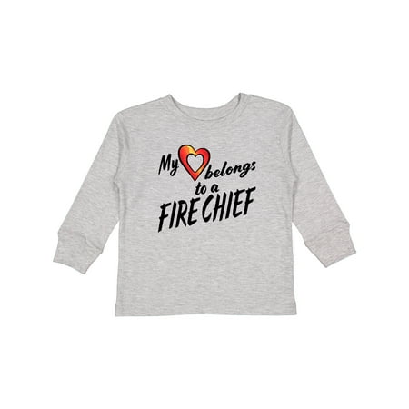 

Inktastic My Heart Belongs to a Fire Chief with Red Heart Boys or Girls Long Sleeve Toddler T-Shirt