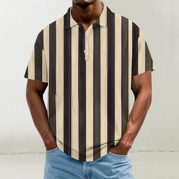 Blusa y camisa de manga corta con cuello vuelto para hombre, informal, de moda, de color liso, con botones, solapa y hebilla de gancho, camiseta de manga corta de poliéster para hombre.