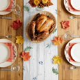 thumbnail image 5 of Blue White Pumpkins Fall Table Runner - 120 Inch Long Thanksgiving Eucalyptus Gray Wood Cotton and Linen Blended Dress Scarves Farmhouse Table Runner for Kitchen Dining, Coffee Table, 13" x 120", 5 of 8