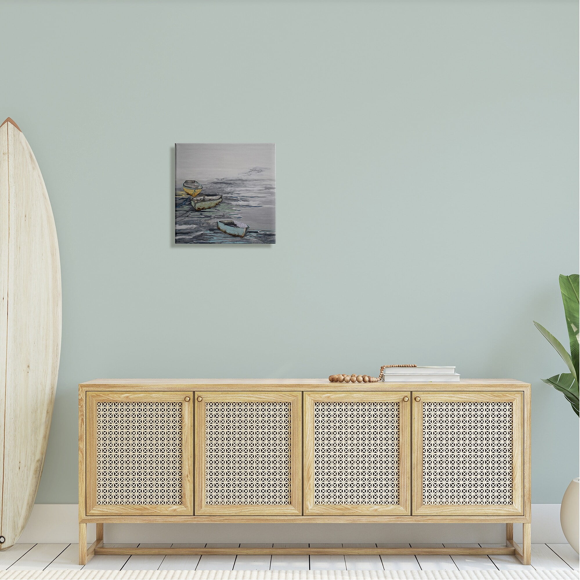 Stupell Industries Three Rowboats Floating Ocean Waves Layered Collage Painting Gallery Wrapped Canvas Print Wall Art, Design by Stacy Gresell
