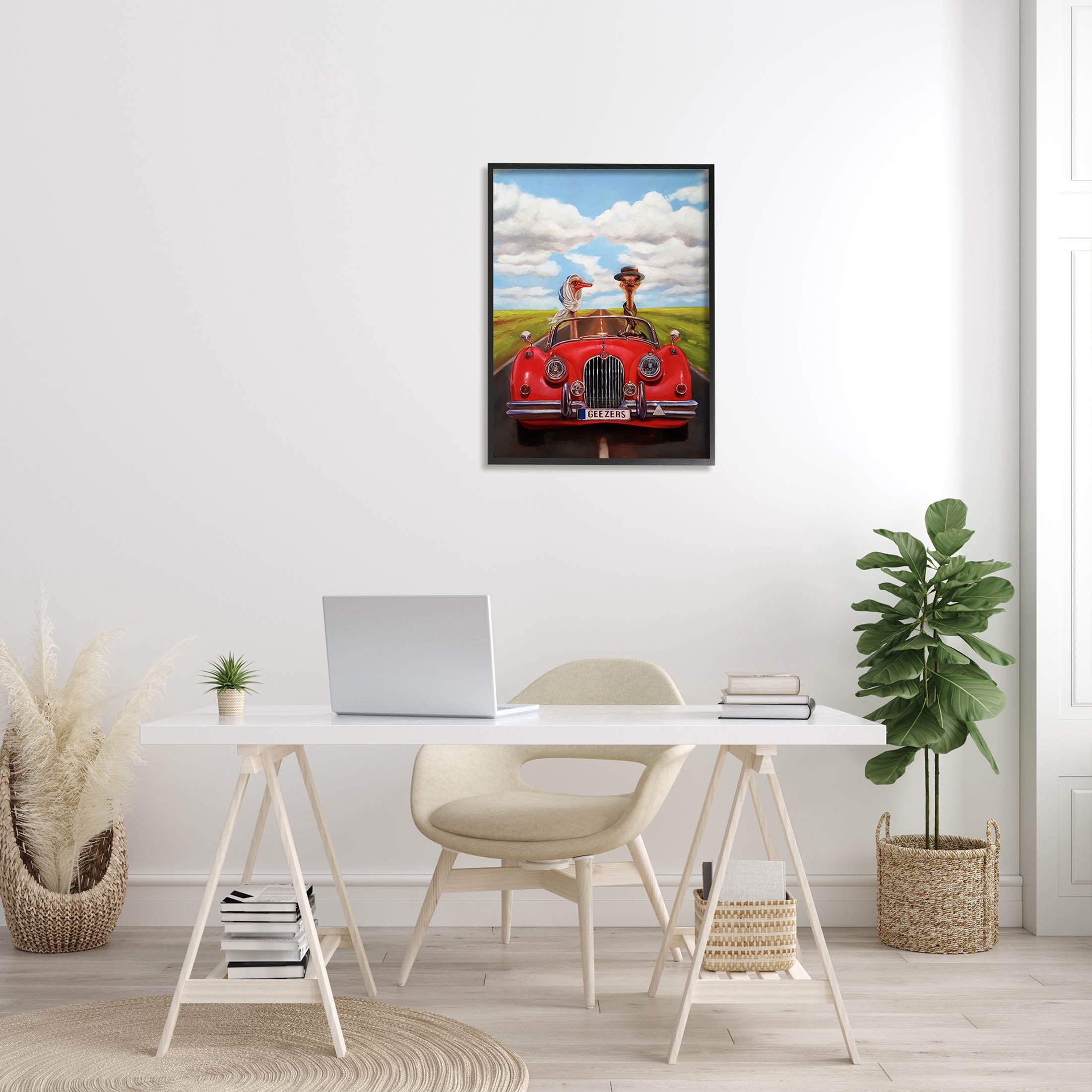 Stupell Industries Ostrich Couple Geezers Convertible Painting Black Framed Art Print Wall Art, Design by Lucia Heffernan