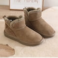 thumbnail image 4 of Botas de nieve de suela gruesa para mujer, de invierno, con forro polar integrado, cortas, bajas, antideslizantes, cálidas, acolchadas de algodón, 4 of 6