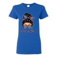 thumbnail image 1 of Autism Awareness Mom Life Messy Hair Bun | Cool Support Neon Print Bandana Mother's Day Womens Graphic T-Shirt, Royal, X-Large, 1 of 5
