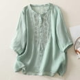 thumbnail image 4 of Womens Embroidered Tops Cute Flowy Tops Flowy Tops For Women Gauze Shirts Summer Blouses For Women Beach Vacation Tshirts Peasant Tops For Women Boho Peasant Gauze Blouses Linen Blouse, 4 of 7