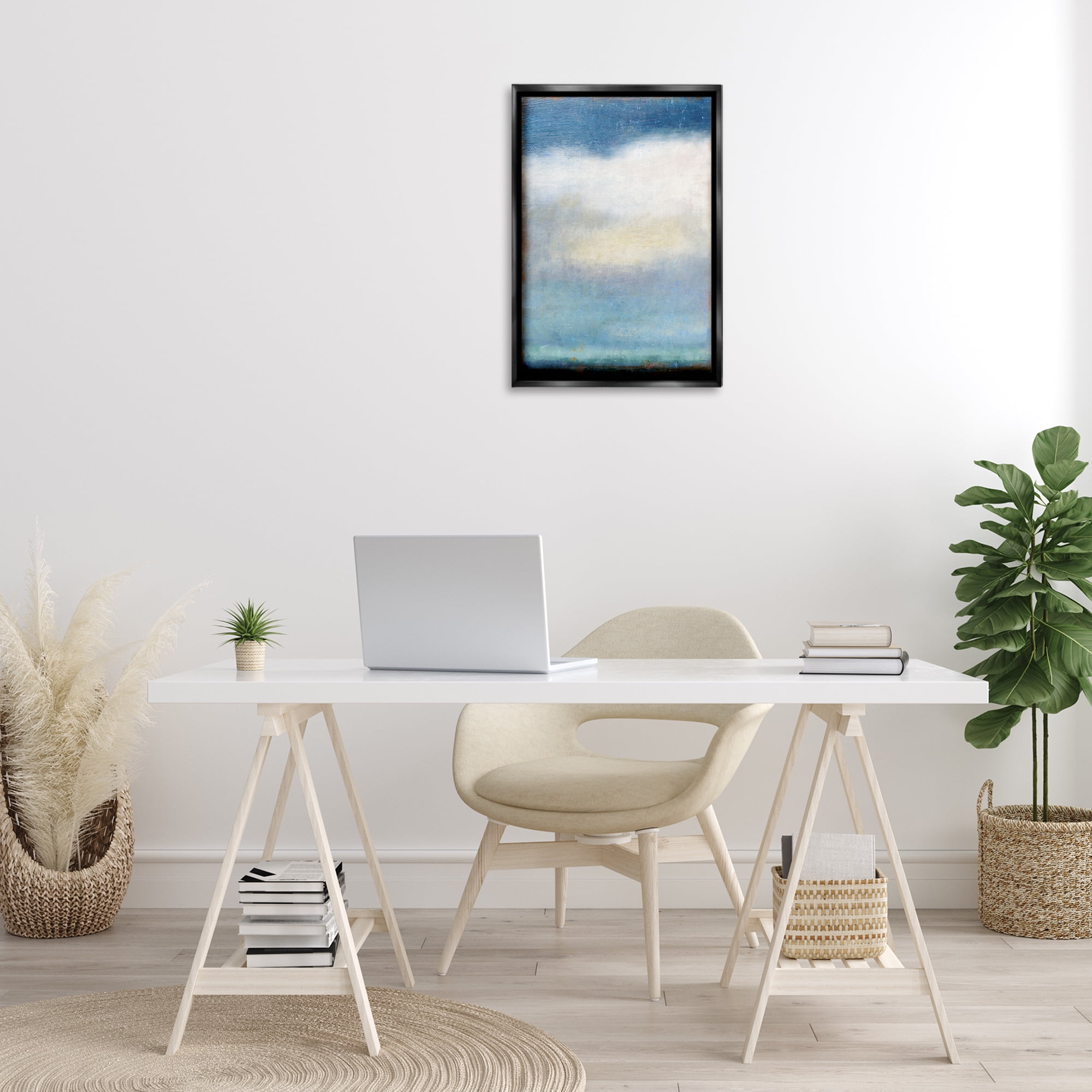 Stupell Industries Rustic Clouds Landscape Landscape Painting Black Floater Framed Art Print Wall Art, 17 x 25