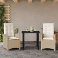thumbnail image 1 of vidaXL 3 Piece Garden Dining Set with Cushions Beige Poly Rattan, 1 of 6