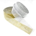 thumbnail image 2 of Matsuzay 2 rollos de diamantes de imitación envueltos en diamantes de imitación, decoración dorada y plateada, cristal cruzado, tul, regalo nupcial, Artesanía Oro Matsuzay HA075311-02, 2 of 6