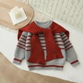 thumbnail image 4 of Blusas y camisas de cuello redondo y manga larga para niñas y niños Otoño e Invierno Suéter de punto de manga larga con diadema a rayas y chal Top de poliéster para niños, 4 of 6