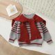 thumbnail image 4 of Blusas y camisas de cuello redondo y manga larga para niñas y niños Otoño e Invierno Suéter de punto de manga larga con diadema a rayas y chal Top de poliéster para niños, 4 of 6