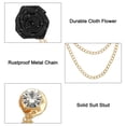 thumbnail image 3 of Uxcell Bridegroom Brooches Rose Flower, Cloth Lapel Pin Handmade with Fashion Gold Trim/Chain, Black 2 Pcs, 3 of 6