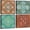 Green,Brown, variant on Vintage Brown Flower Canvas Wall Art Bedroom Mandala Floral Pattern Green Prints Wall Decor Picture Artwork for Living Room Bathroom kitchen Office Framed Ready to Hang 12"x12" x4pcs