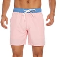 thumbnail image 2 of DODADAWANJ Swim Trunks for Men Quick Dry Bathing Suit with Liner Solid Drawstring Board Shorts with Pockets 5 Inch Summer Beachwear for Men Pink XXXL, 2 of 7