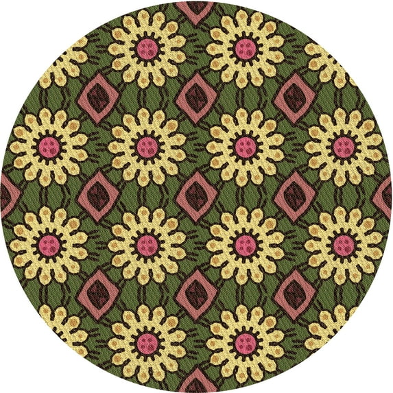 Ahgly Company Indoor Round Patterned Cookie Brown Area Rugs, 8' Round