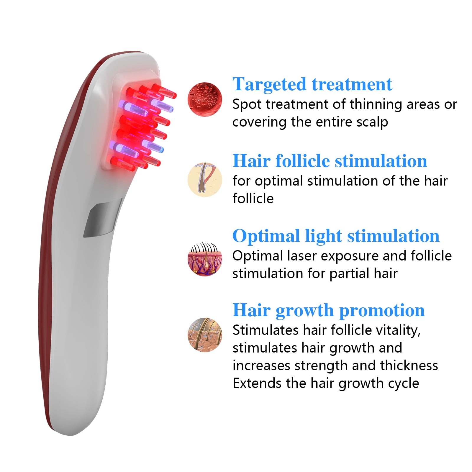 PUPCA Massage Comb with Red & Blue Light Therapy for Reduce Hair Loss Hair Growth Improve Hair Quality