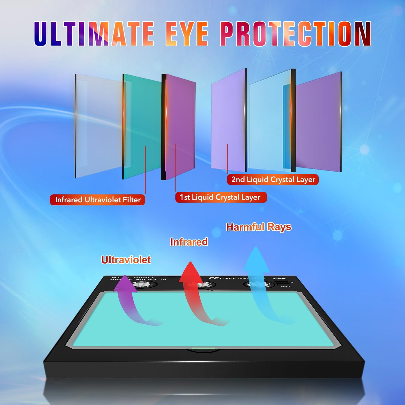 Welding Lens Auto Darkening Welding Helmet Lens True Color Technology with 4 Arc Sensor Ajustable Shade Range 4/5-13 Automatic LCD Lens Dimming Shade Filter 4.49x5.24in Auto Welding Lens