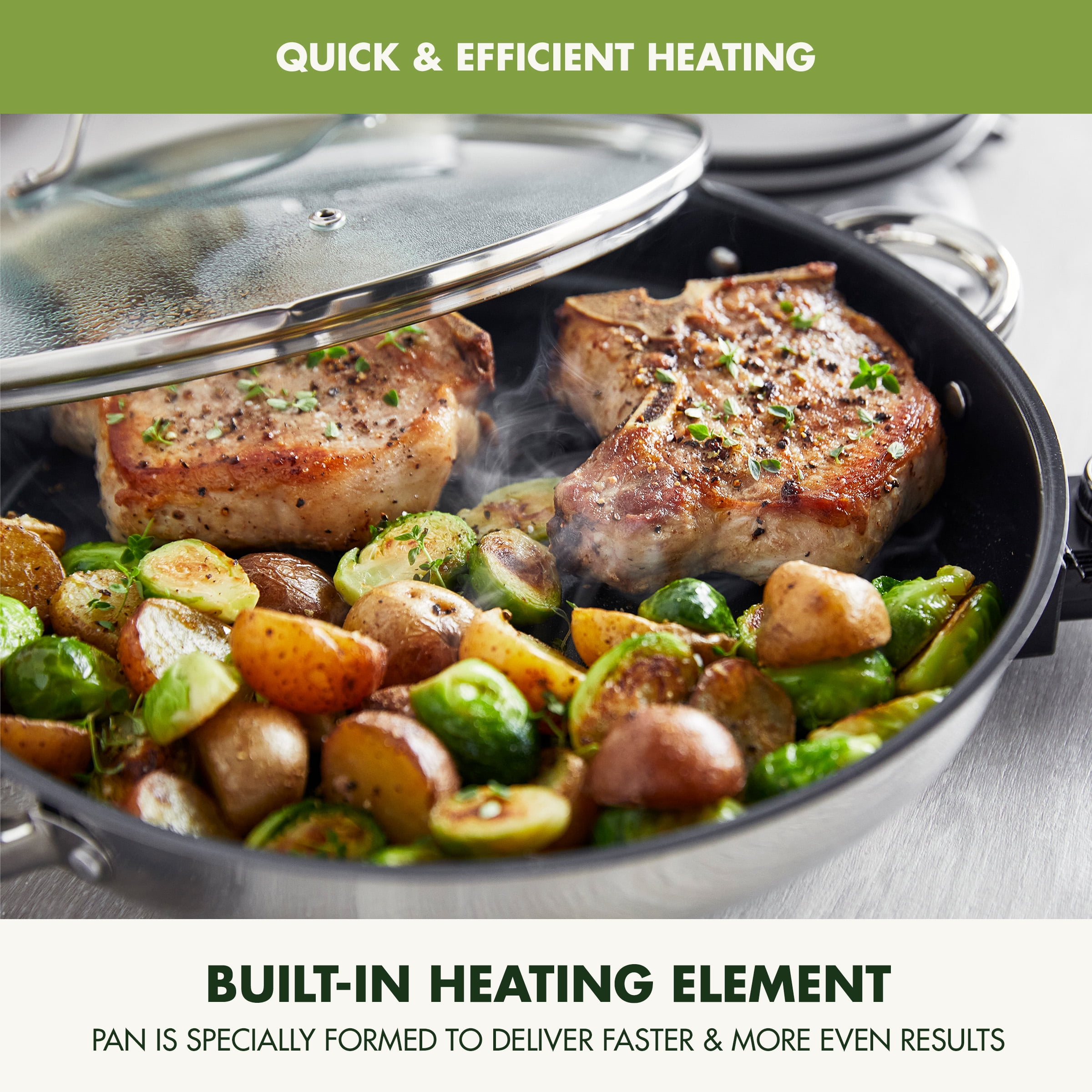 GreenPan Stainless Steel 12” Ceramic Nonstick Electric Skillet