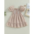 thumbnail image 2 of Faithtur Robe d'Été Décontractée pour Tout-Petites Filles, Manches Courtes Bouffantes, Robe Trapèze à Carreaux pour Fête, Voyage, 2 of 9