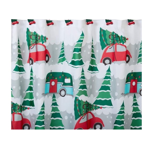 Winter Wonderland Christmas Shower Curtain 70×72 Polyester Holiday Bathroom Decor with 12 Hooks