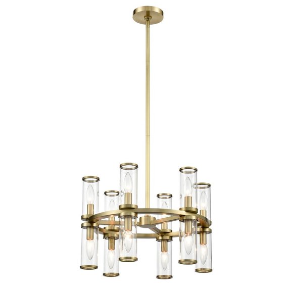 Alora Lighting Ch309066cg Revolve 12 Light 17" Wide Taper Candle Chandelier - Brass