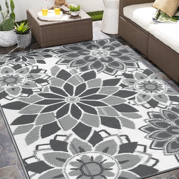 Findosom 6'x9' Outdoor Rug Patios Rug Waterproof RV Outdoor Rug Camping Rugs Reversible Plastic Straw Rug Large Outdoor Mat Outdoor Area Rug for Camping,Balcony Apartment,Patio,Picnic,Beach