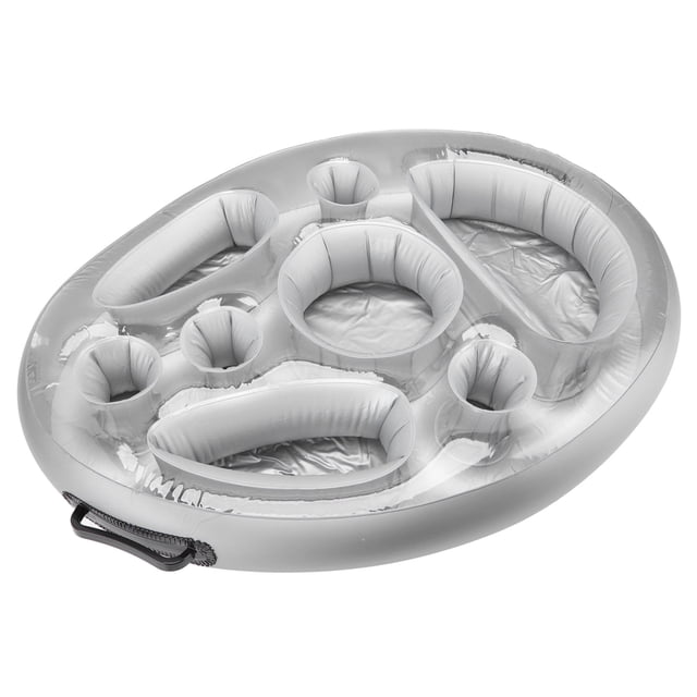 Floating Drink Holder, Lightweight Pool Drink Holder Floats Portable Comfortable PVC For Swimming Pool Party Silver