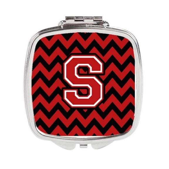 Carolines Treasures Letter S Chevron Black & Red Compact Mirror - Black & Red