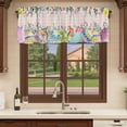 thumbnail image 6 of Vintage Easter Curtain Valances for Windows, Kitchen Valance Window Treatments Panel 2 Pack, Colorful Floral Eggs Bunny Pink Plaid Rustic Rod Pocket Short Curtains for Bathroom Bedroom 54 x 18 Inch, 6 of 8