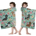 thumbnail image 4 of Dachshund and Flower Hooded Bath Towel，50"x30" for Ages 3 To 12 Kids, Quick Dry Lightweight Soft Microfiber Hood Beach Towel Cover Up for Kids, 4 of 7