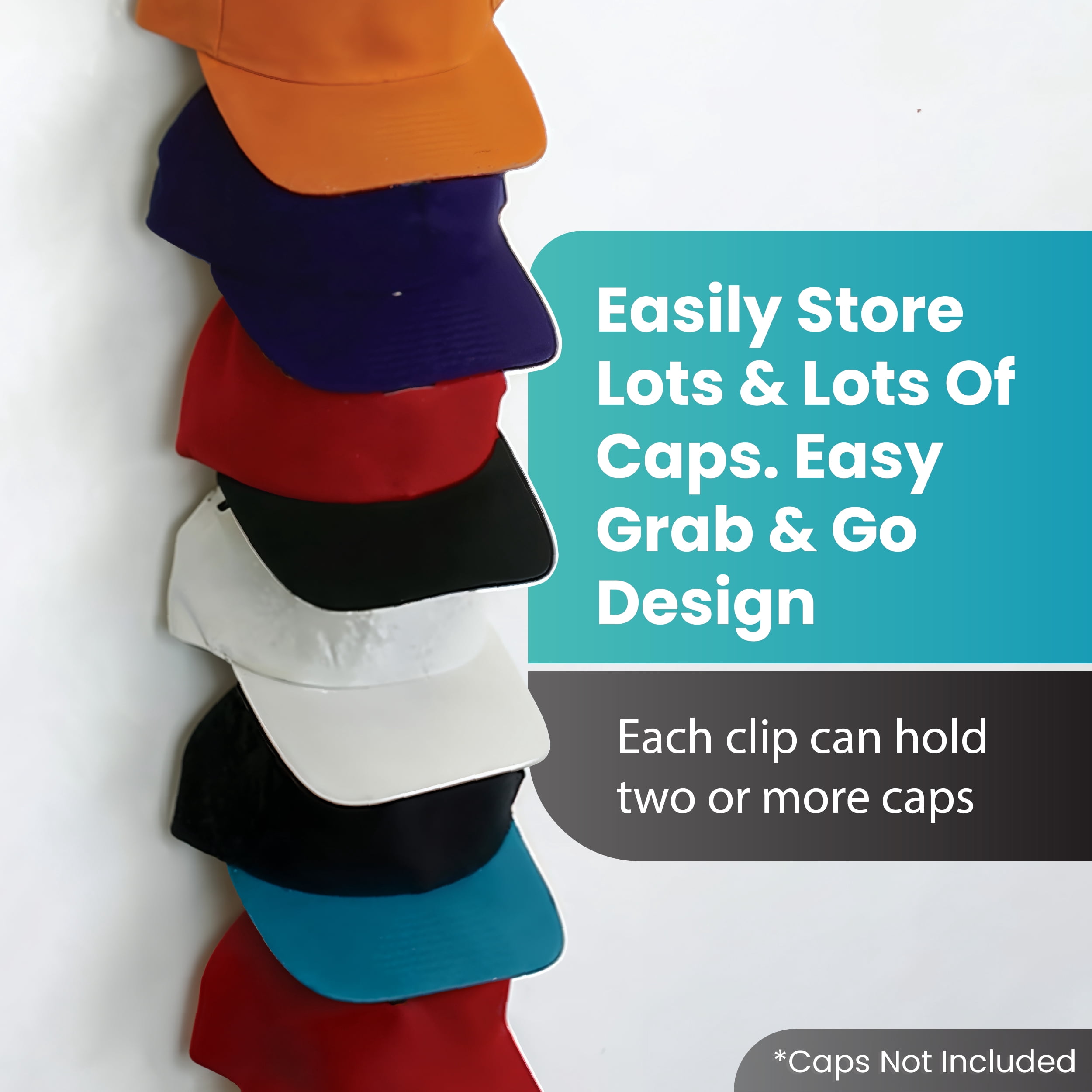 Perfect Curve Cap Rack36 System – Hat Rack for Baseball Caps | Over Door Organizer | Baseball Cap Organizer | Hat Hangers for closet | Hat Organizer for Wall | 12 clips hold up to 36 caps | Black