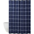 thumbnail image 3 of Truly Soft Printed Windowpane White and Navy Polyester 1-Piece Standard Shower Curtain, geometric themed, for Men and Women, OEKO-TEX Certified Confidence, 3 of 6