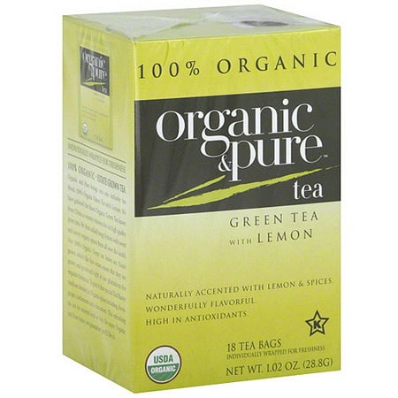 Organic & Pure Thé vert au citron, 18BG (Pack de 6)