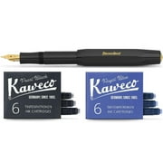 Kaweco Classic Sport Fountain Pen, Black, Medium Nib Plus 6 Blue Ink, 6 Black Ink