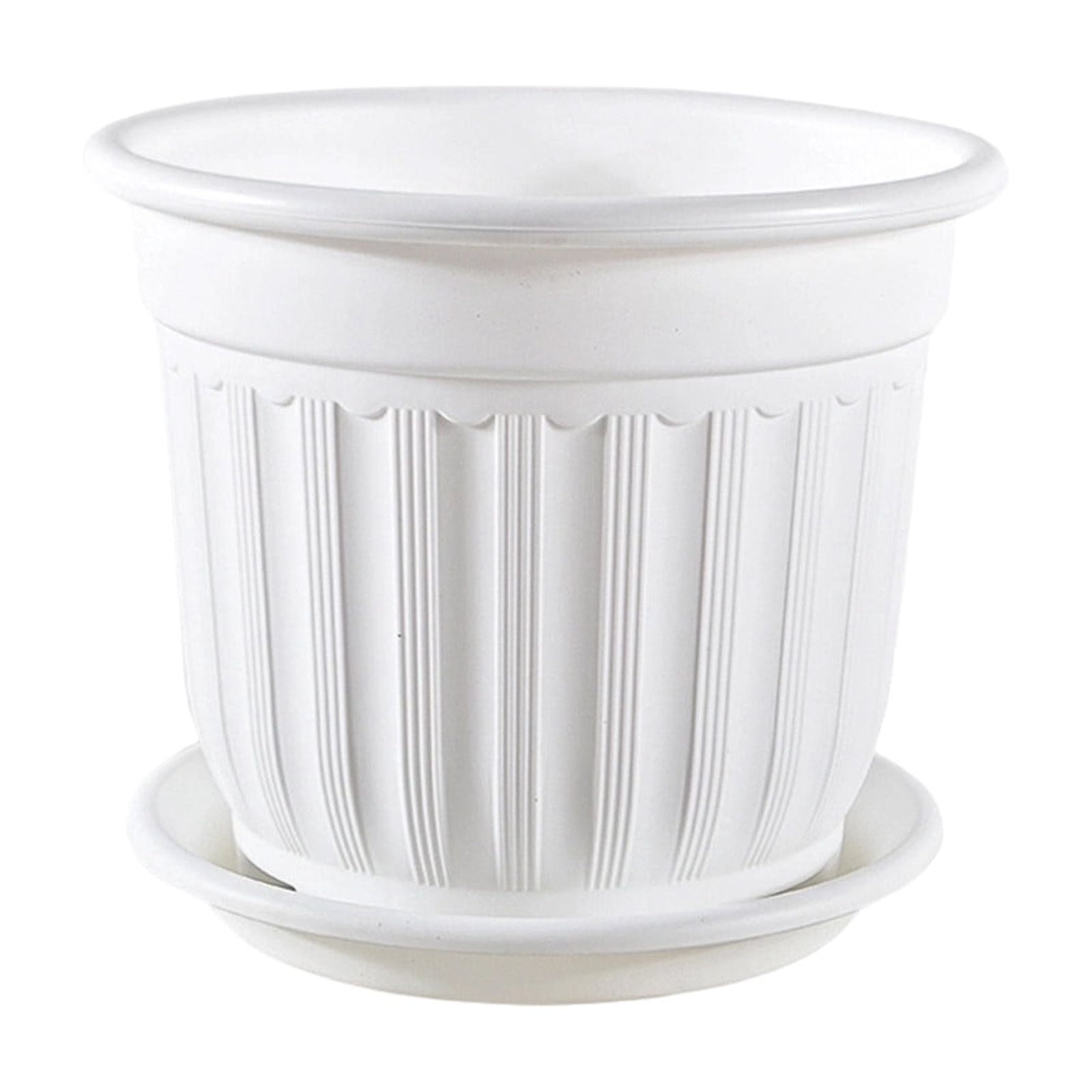 Vintage Imitation Ceramic Plant Pot Breathable Drainage Root Control Plant Container with Tray Decorative Planter for Garden Home Office（Red）