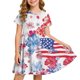 thumbnail image 2 of Odeerbi Niñas Día de La Independencia Vestido de Línea A Verano Patriótico Cuello Redondo Manga Corta Vestido Casual, 2 of 9