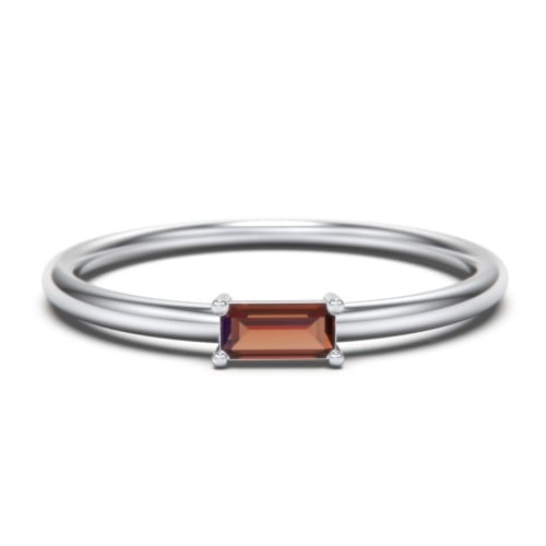 East-West Stackable Baguette Birthstone Ring - Garnet (January)