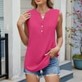 thumbnail image 2 of Timegard Womens Tank Top Summer Lightweight Solid Color Casual Office V Neck Button Sleeveless Tee, 2 of 7