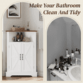 thumbnail image 6 of Smuxee Farmhouse Corner Bathroom Storage Cabinet, Freestanding Triangle Linen Organizer Cabinet with Barn Doors & Adjustable Shelves for Laundry Room,White, 6 of 6