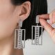 thumbnail image 1 of 925 silver needle zircon geometric square earrings for women high-end silver, 1 of 3