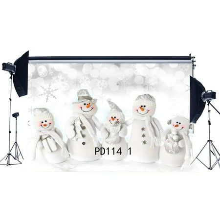 Image of ABPHOTO Polyester 7x5ft Photography Backdrops Bokeh Halos Sparkle Sequin Snowflake Snowman Christmas Theme Seamless Newborn Baby Kids Adutls Merry Christmas Portraits Background Photo Studio Props