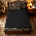 thumbnail image 4 of Erosebridal Farmhouse Leaf Camo Zipper Queen Comforter Set with Fitted Sheet and 2 Pillowcases for Boys Men, Khaki Branch Print Zipper Bedding Set, Black Reversible, 4pcs, 4 of 7